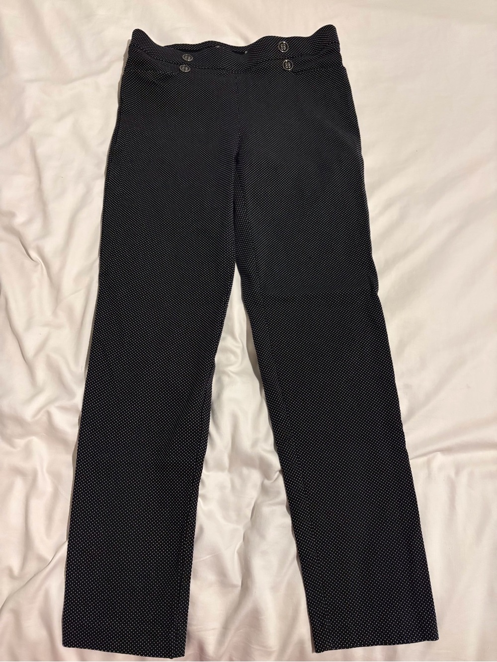 Black Microdot Straight Leg Stretchy Pants